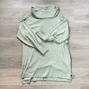 Anthropologie Maeve Brushed Fleece Cowl Neck Green Tunic Sweater, Large